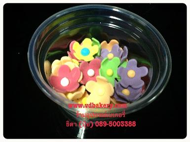 (5i0001) ดอกไม้น้ำตาลไอซ์ซิ่ง คละสี (30ดอก/แพค)