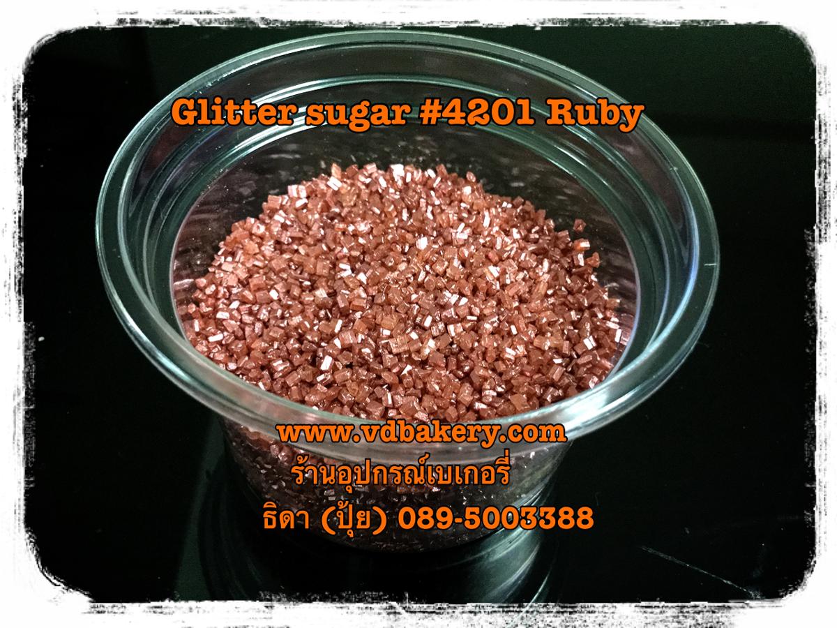 เกล็ดน้ำตาล Glitter Sugar #4201 Ruby (50 g.)