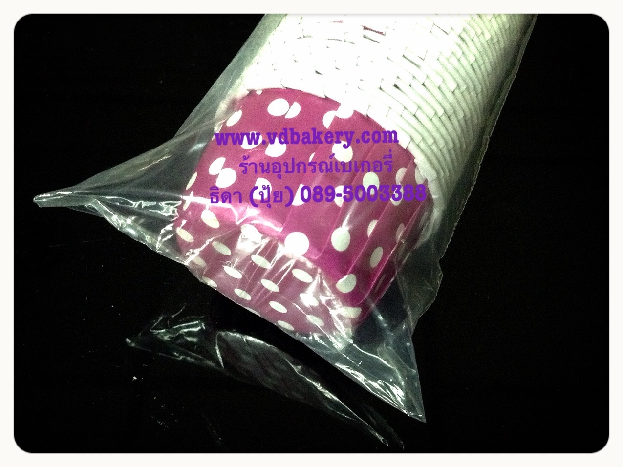 (6238PU) ถ้วยมินิคัพเค้ก 3.8 cm. Purple Dot (100ใบ/แถว)