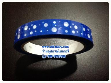 (56003BL) สก๊อตเทป ลายจุดขาว-พื้นน้ำเงิน