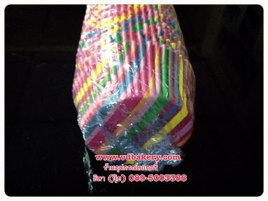 กระทงจีบลวดลาย 5030 ลายเส้นสลับสี พื้นม่วง (200ใบ/ห่อ)