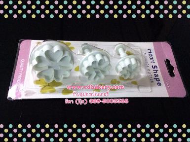 (สินค้าหมด) ชุดกดคุ้กกี้-ฟองดองพลาสติก ลายดอกไม้ 5 แฉก (3ชิ้น/Set)