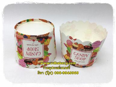 ถ้วยปาเนทโทนขอบหยัก ขนาดเล็ก ลาย CANDY SHOP (50ใบ/แถว)